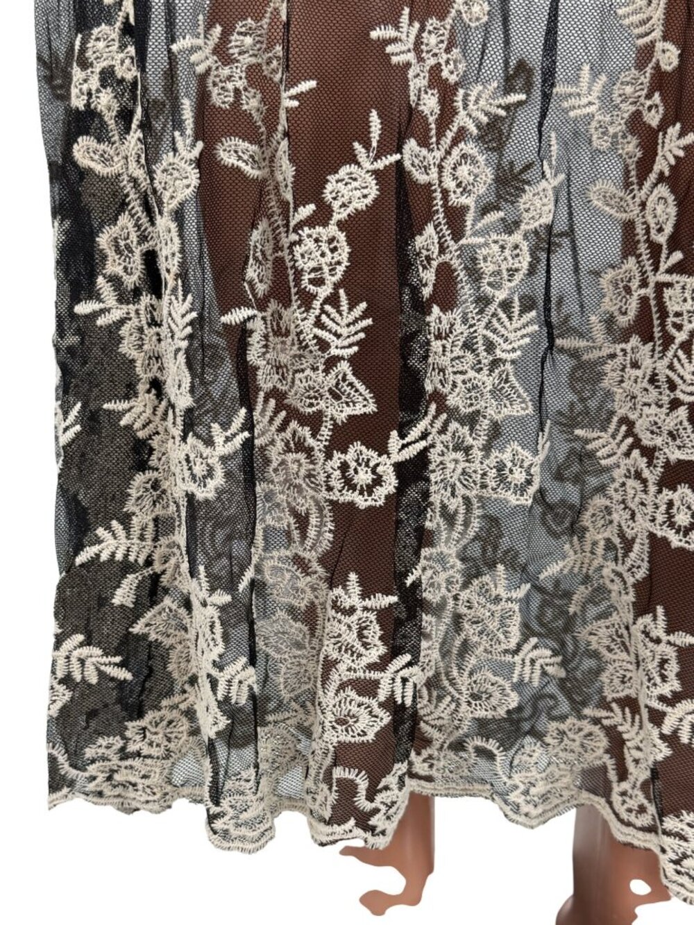 NWT Gypsy Junkies Black Sheer Embroidered Lace Maxi Skirt | Coquette Fairy Boho - Picture 13 of 15